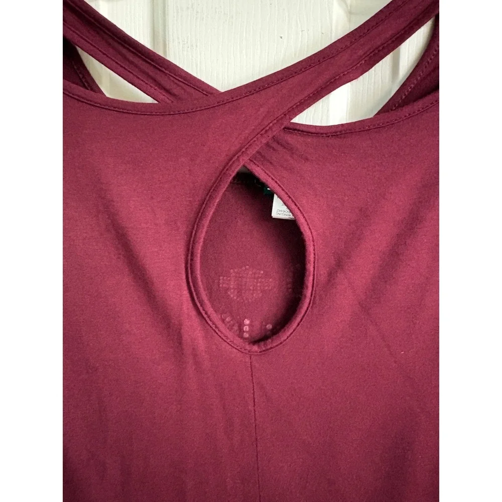 Harley Davidson Womens XL Rhinestone Logo Tee Burgundy Crisscross Back Shirt - Picture 9 of 9